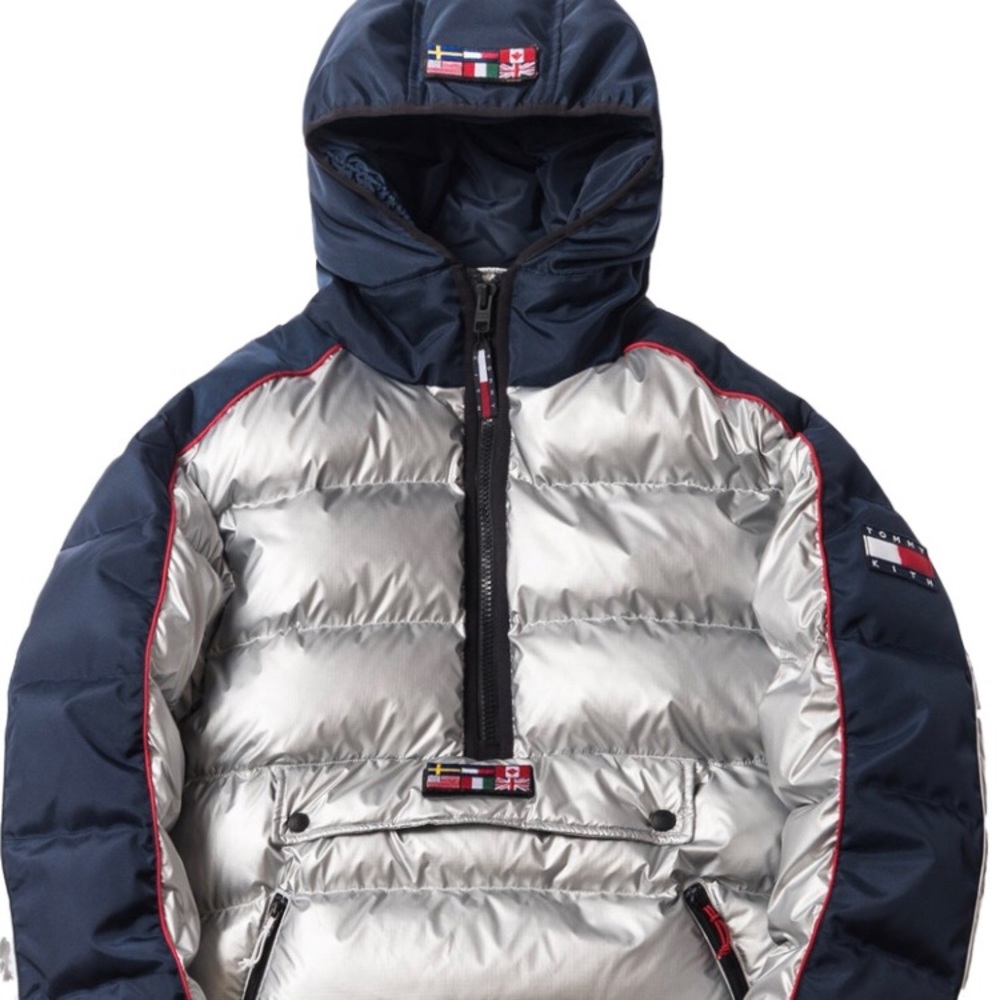 KITH X TOMMY HILFIGER PUFFER JACKET SILVER SIZE M